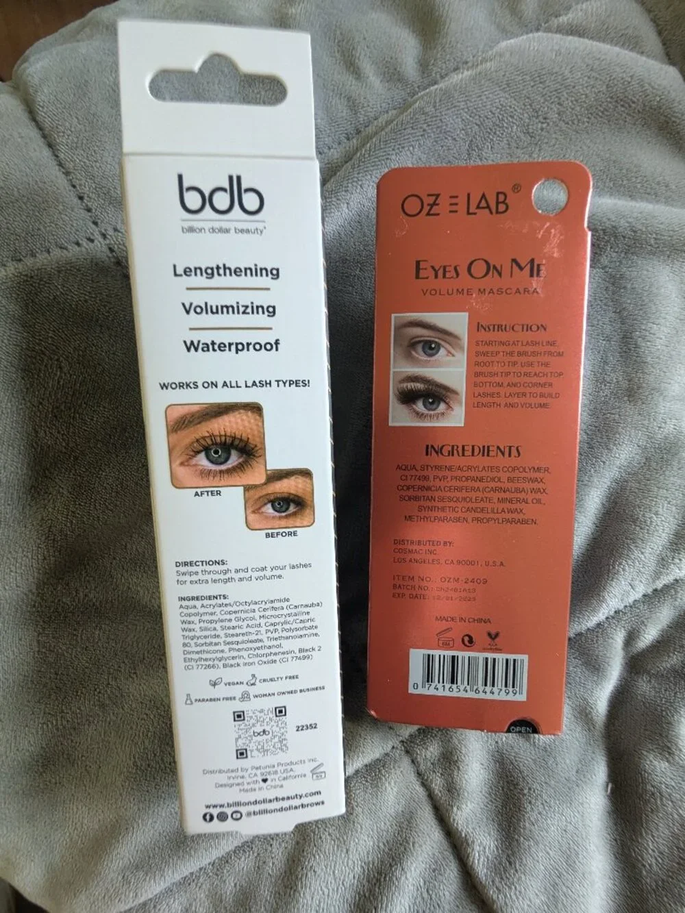 Oz Lab Mascara and BDB billion dollar mascaras black
